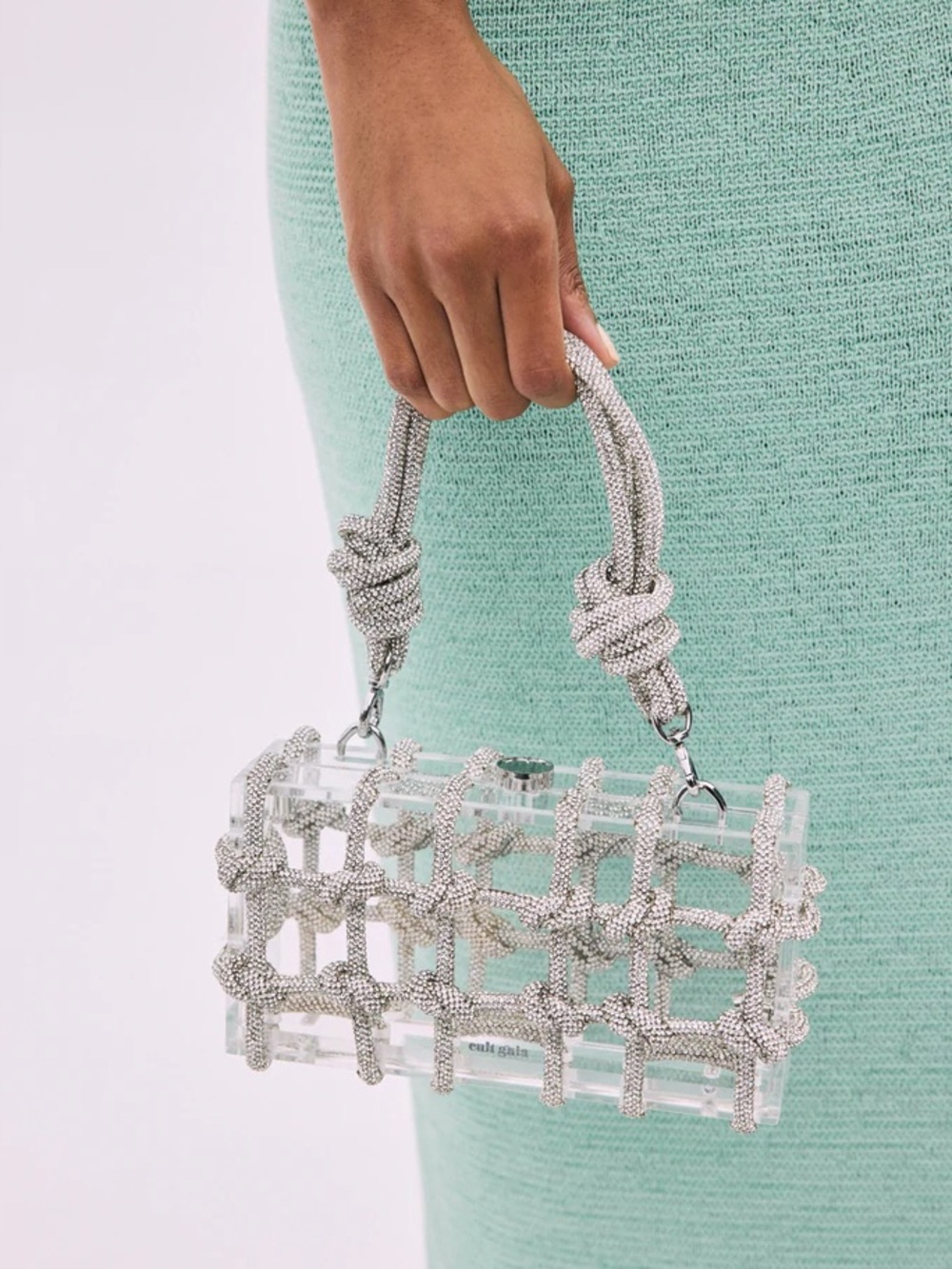 AUTHENTIC Cult Gaia Bess Shoulder Bag - Clear Crystal Acrylic Cage Bag